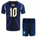 Günstige Brasilien Pele 10 Kindertrikot Auswärts WM 2026 Kurzarm