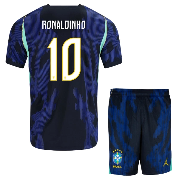 Günstige Brasilien Ronaldinho 10 Kindertrikot Auswärts WM 2026 Kurzarm Günstige Brasilien Ronaldinho 10 Kindertrikot Auswärts WM 2026 Kurzarm