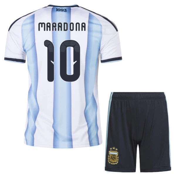 Günstige Argentinien Maradona 10 Kindertrikot Heim WM 2026 Kurzarm