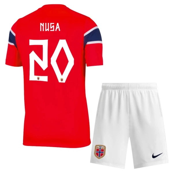 Günstige Norwegen Nusa 20 Kindertrikot Heim WM 2026 Kurzarm