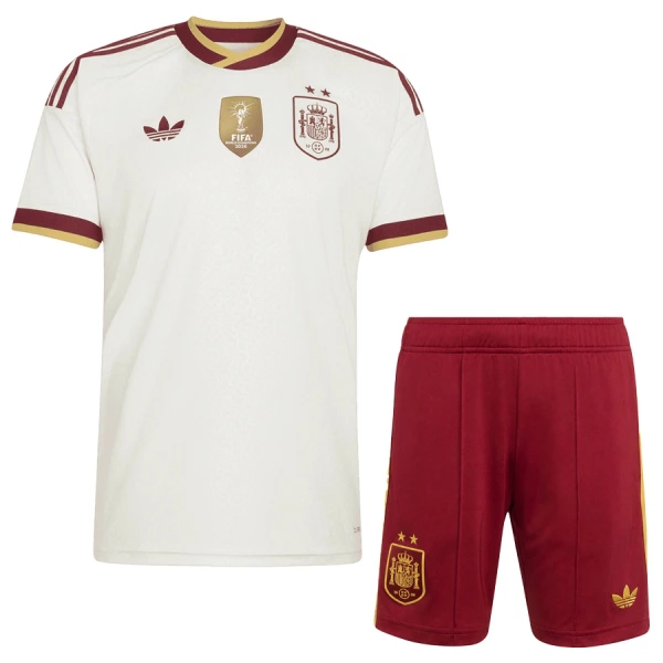Günstige Spanien 2 Stars Kindertrikot Auswärts WM 2026 Kurzarm Günstige Spanien 2 Stars Kindertrikot Auswärts WM 2026 Kurzarm