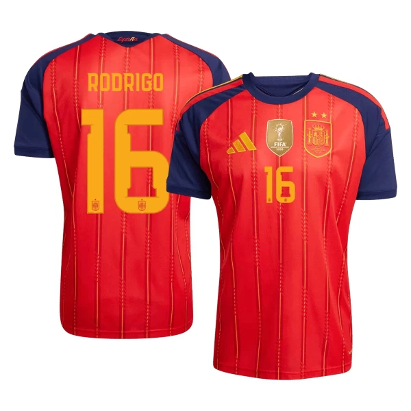 Günstige Spanien 2 Stars Rodrigo 16 Herrentrikot Heim WM 2026 Kurzarm
