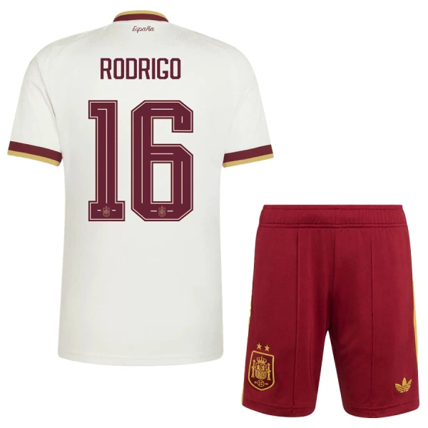 Günstige Spanien 2 Stars Rodrigo 16 Kindertrikot Auswärts WM 2026 Kurzarm