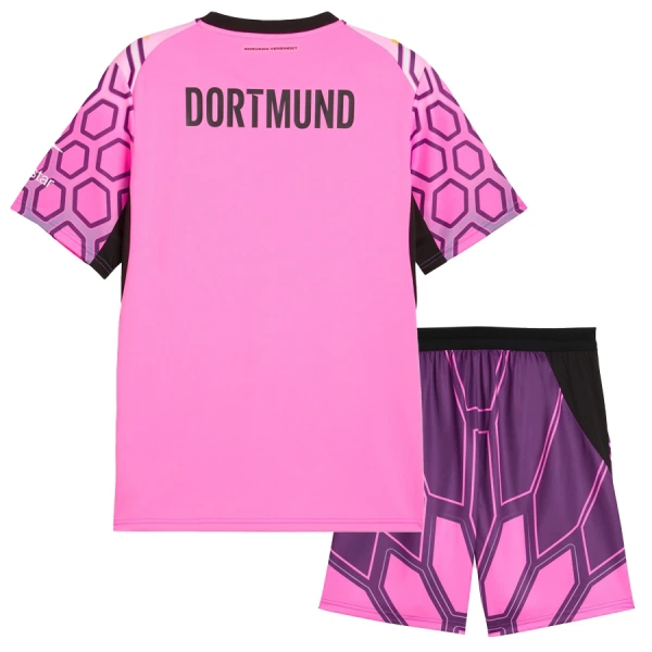 Günstige Borussia Dortmund Torwart Kindertrikot Auswärts 2026/27 Kurzarm Rosa