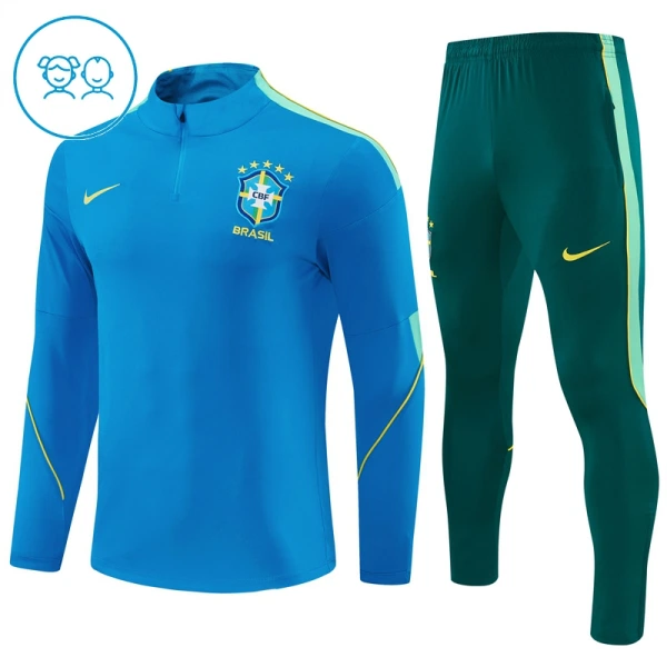 Brasilien Trainingspullover Kinder 2026/27 Viertelreißverschluss Blaue Brasilien Trainingspullover Kinder 2026/27 Viertelreißverschluss Blaue