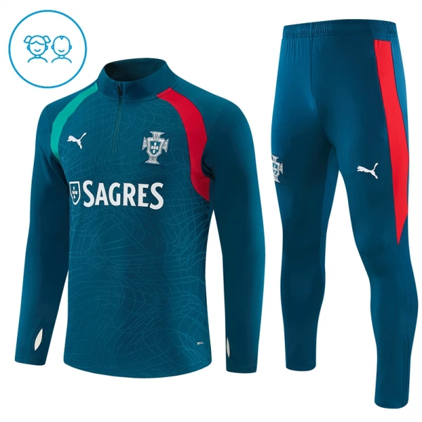 Portugal Trainingspullover Kinder 2026/27 Viertelreißverschluss Blaue Portugal Trainingspullover Kinder 2026/27 Viertelreißverschluss Blaue