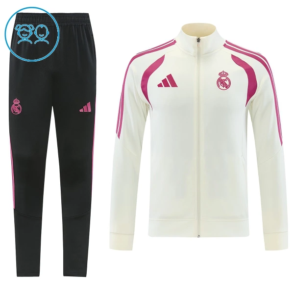 Real Madrid Trainingsjackenanzüge Kinder 2026/27 Weiße Real Madrid Trainingsjackenanzüge Kinder 2026/27 Weiße