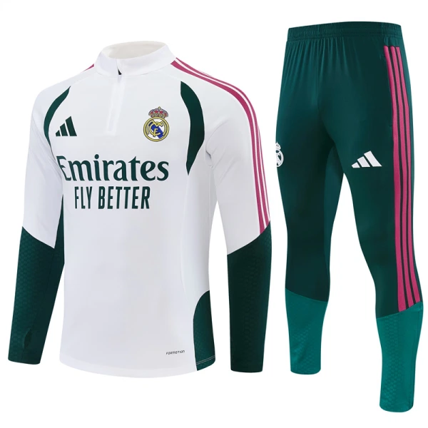 Real Madrid Trainingspullover 2026/27 Viertelreißverschluss Weiße Real Madrid Trainingspullover 2026/27 Viertelreißverschluss Weiße