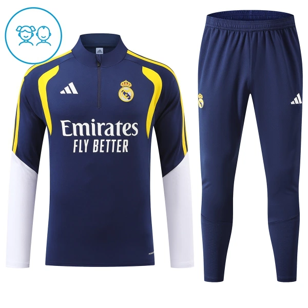Real Madrid Trainingspullover Kinder 2026/27 Viertelreißverschluss Blaue Real Madrid Trainingspullover Kinder 2026/27 Viertelreißverschluss Blaue