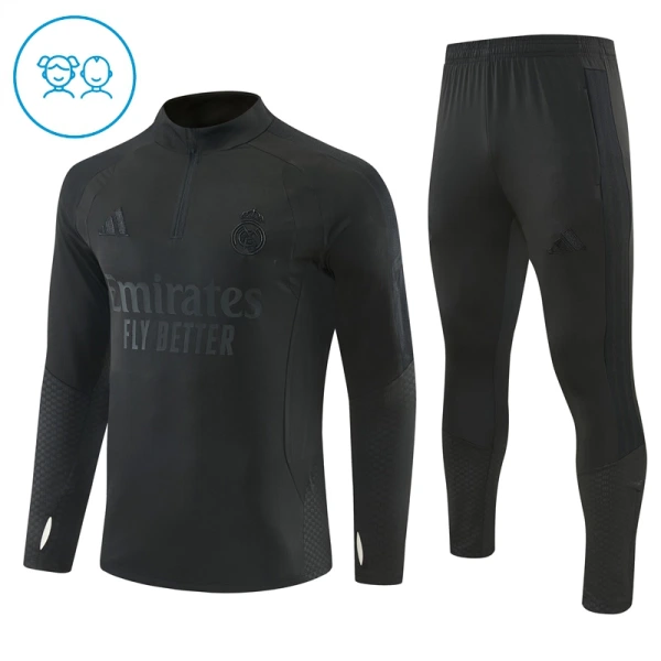 Real Madrid Trainingspullover Kinder 2026/27 Viertelreißverschluss Schwarze