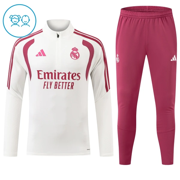 Real Madrid Trainingspullover Kinder 2026/27 Viertelreißverschluss Weiße Real Madrid Trainingspullover Kinder 2026/27 Viertelreißverschluss Weiße